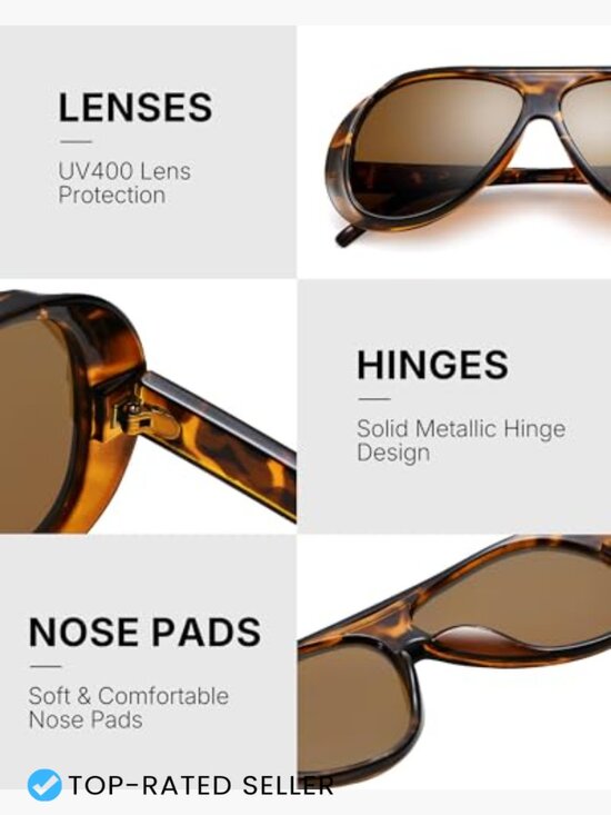 Oversized Aviator Sunglasses Retro Square Frame UV400 Protection Unisex main image 7